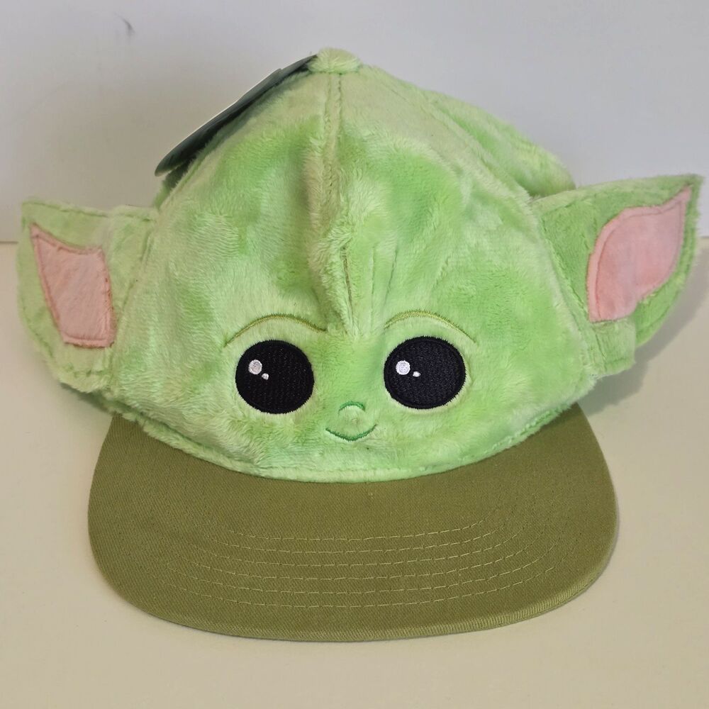 Star Wars Baby Yoda Grogu Mandalorian Child 3D Ears Plush Green Cap Hat RN109028